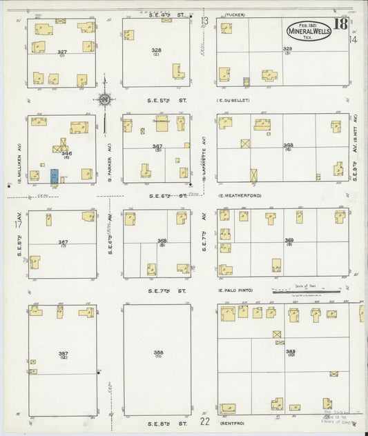 Sanborn Fire Insurance Map from Mineral Wells, Palo Pinto County, Texas (1921), Sheet #0018 - Historic Sanborn Fire Insurance Map Print, vintage old map wall art, antique decor, genealogy gift, Texas Texas map