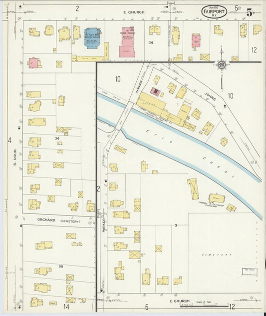 Sanborn Fire Insurance Map from Fairport, Monroe County, New York (1915), Sheet #0005 - Historic Sanborn Fire Insurance Map Print, vintage old map wall art, antique decor, genealogy gift, New York New York map