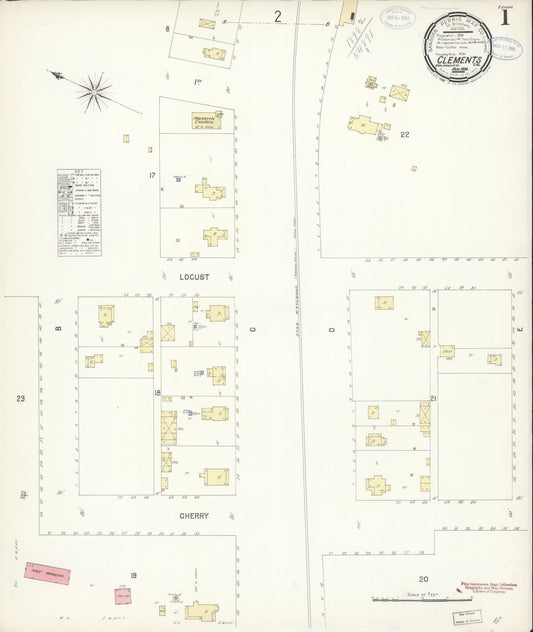 Sanborn Fire Insurance Map from Clements, San Joaquin County, California (1898), Sheet #0001 - Complete Map Set gallery image, historic Sanborn map, vintage wall art, California California