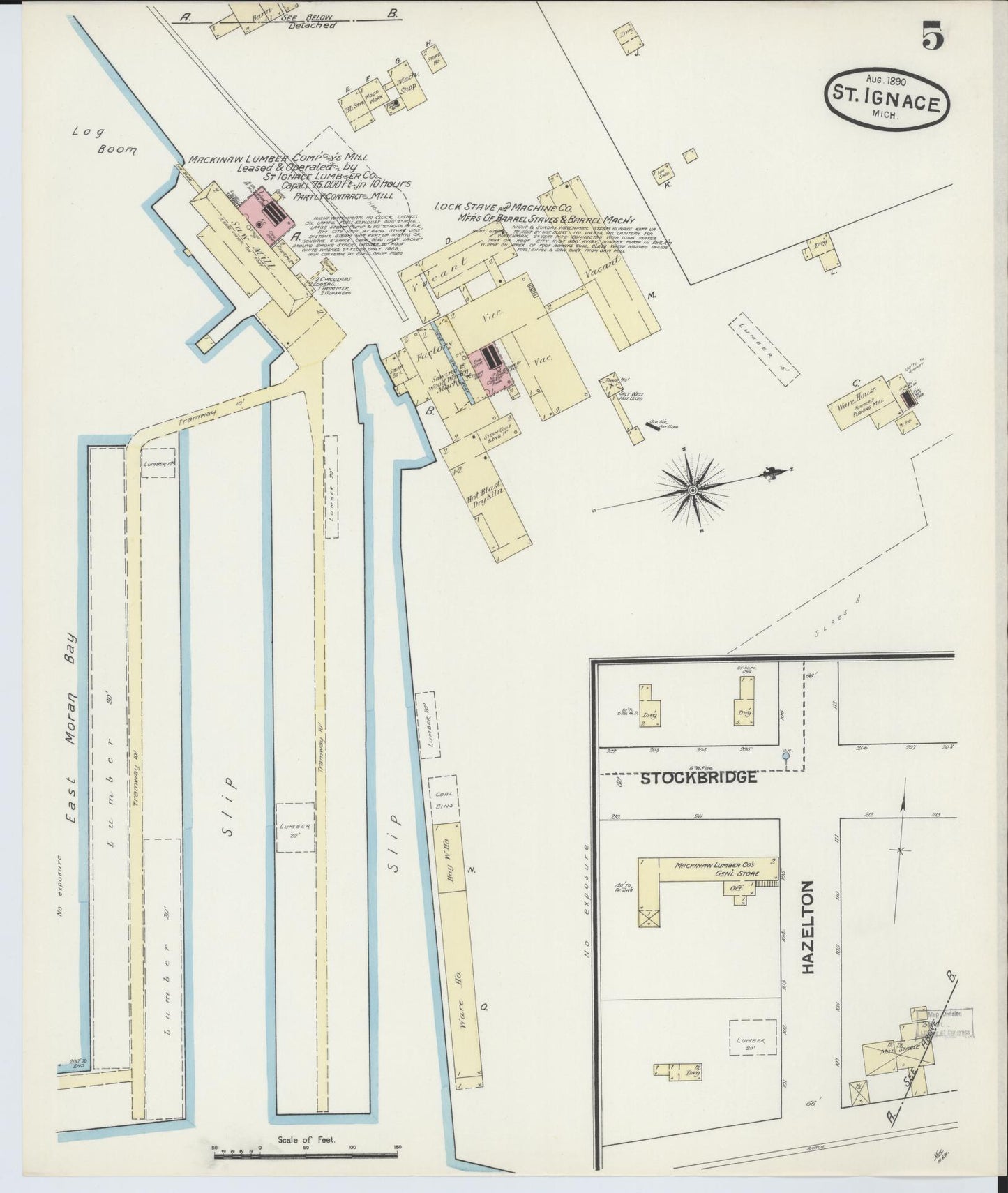 Sanborn Fire Insurance Map from Saint Ignace, Mackinac County, Michigan (1890), Sheet #0005 - Complete Map Set gallery image, historic Sanborn map, vintage wall art, Michigan Michigan