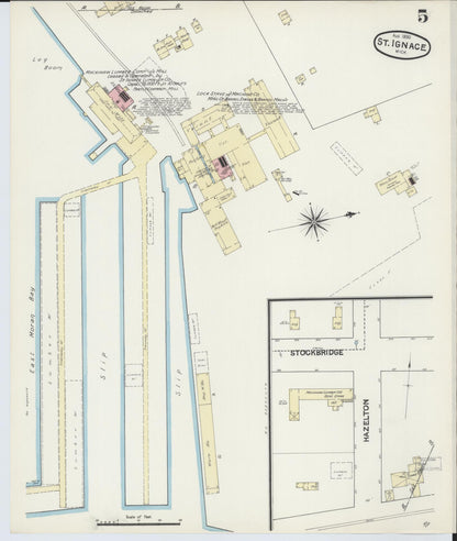 Sanborn Fire Insurance Map from Saint Ignace, Mackinac County, Michigan (1890), Sheet #0005 - Complete Map Set gallery image, historic Sanborn map, vintage wall art, Michigan Michigan