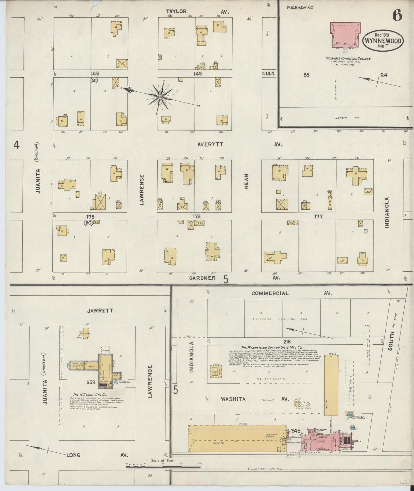 Sanborn Fire Insurance Map from Wynnewood, Garvin County, Oklahoma (1903), Sheet #0006 - Complete Map Set gallery image, historic Sanborn map, vintage wall art, Oklahoma Oklahoma