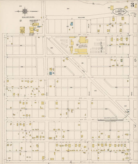 Sanborn Fire Insurance Map from Clarkston, Asotin County, Washington (1922), Sheet #0003 - Historic Sanborn Fire Insurance Map Print, vintage old map wall art, antique decor, genealogy gift, Washington Washington map
