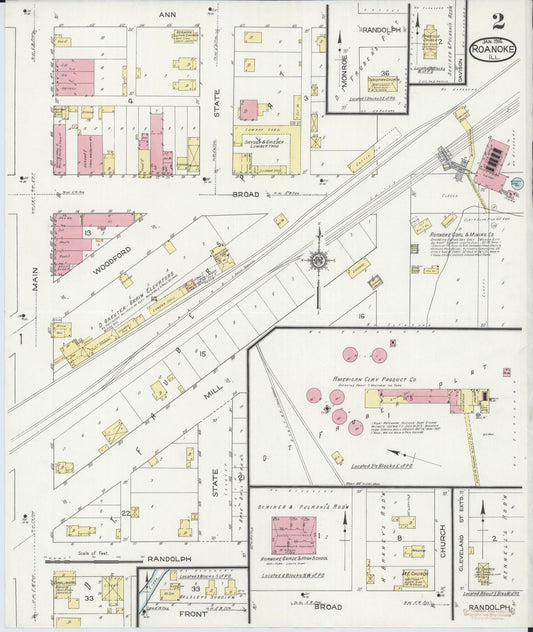 Sanborn Fire Insurance Map from Roanoke, Woodford County, Illinois (1914), Sheet #0002 - Historic Sanborn Fire Insurance Map Print, vintage old map wall art, antique decor, genealogy gift, Illinois Illinois map