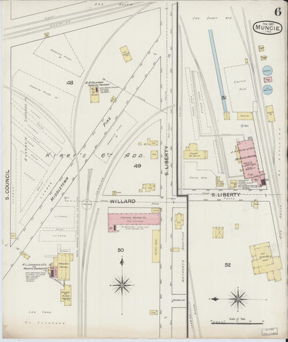 Sanborn Fire Insurance Map from Muncie, Delaware County, Indiana (1887), Sheet #0006 - Complete Map Set gallery image, historic Sanborn map, vintage wall art, Muncie Delaware