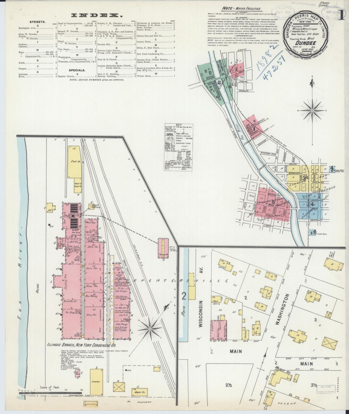 Sanborn Fire Insurance Map from Dundee, Kane County, Illinois (1898), Sheet #0001 - Complete Map Set gallery image, historic Sanborn map, vintage wall art, Illinois Illinois