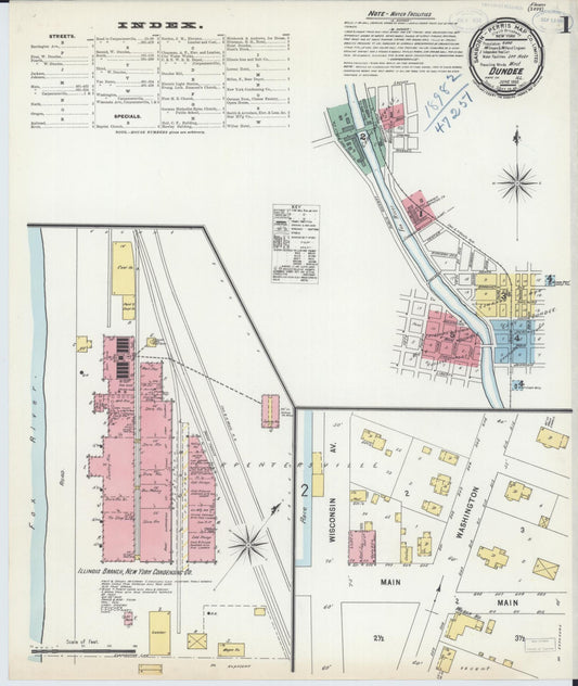 Sanborn Fire Insurance Map from Dundee, Kane County, Illinois (1898), Sheet #0001 - Complete Map Set gallery image, historic Sanborn map, vintage wall art, Illinois Illinois