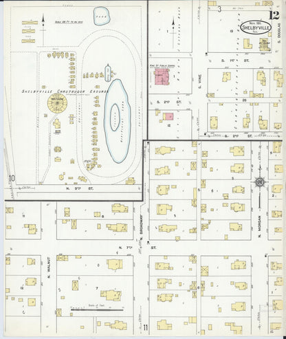 Sanborn Fire Insurance Map from Shelbyville, Shelby County, Illinois (1911), Sheet #0012 - Complete Map Set gallery image, historic Sanborn map, vintage wall art, Illinois Illinois