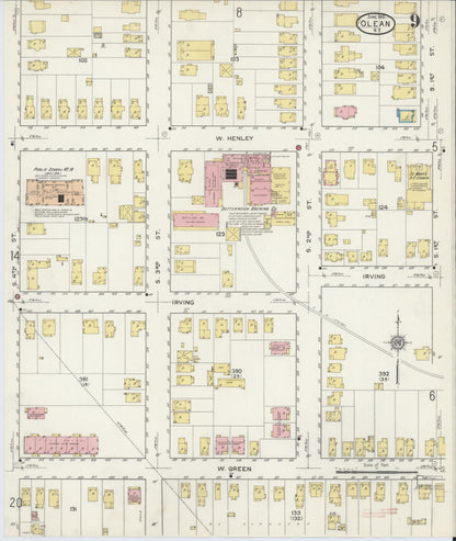 Sanborn Fire Insurance Map from Olean, Cattaraugus County, New York (1915), Sheet #0009 - Complete Map Set gallery image, historic Sanborn map, vintage wall art, New York New York