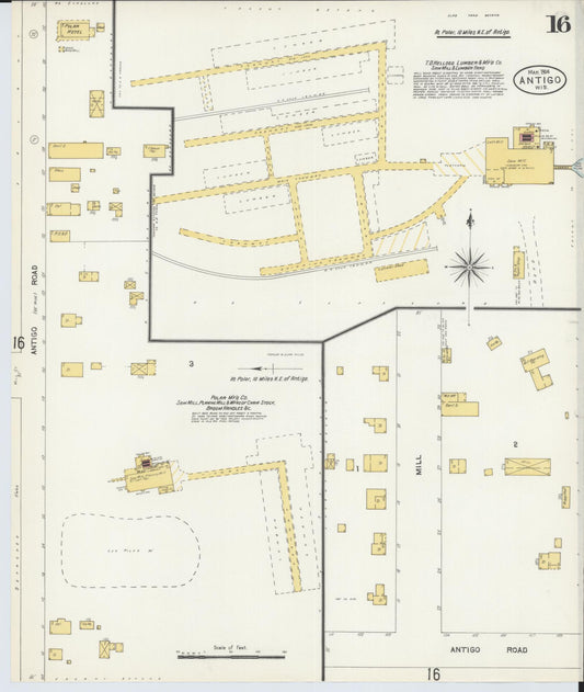 Sanborn Fire Insurance Map from Antigo, Langlade County, Wisconsin (1904), Sheet #0016 - Historic Sanborn Fire Insurance Map Print, vintage old map wall art, antique decor, genealogy gift, Wisconsin Wisconsin map