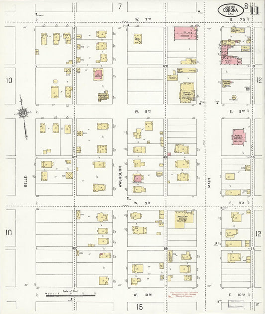 Sanborn Fire Insurance Map from Corona, Riverside County, California (1911), Sheet #0011 - Historic Sanborn Fire Insurance Map Print, vintage old map wall art, antique decor, genealogy gift, California California map
