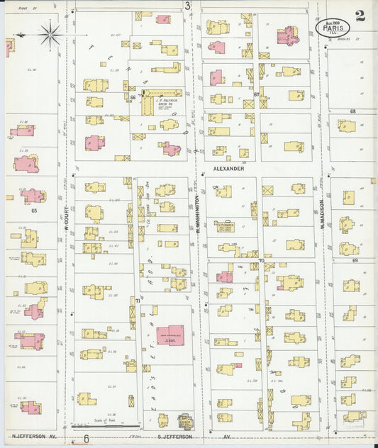 Sanborn Fire Insurance Map from Paris, Edgar County, Illinois (1900), Sheet #0002 - Historic Sanborn Fire Insurance Map Print, vintage old map wall art, antique decor, genealogy gift, Illinois Illinois map