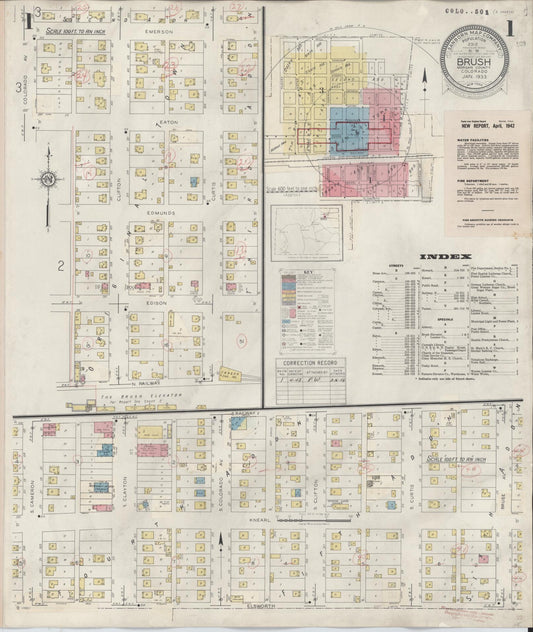 Sanborn Fire Insurance Map from Brush, Morgan County, Colorado (1942), Sheet #0001 - Complete Map Set gallery image, historic Sanborn map, vintage wall art, Colorado Colorado
