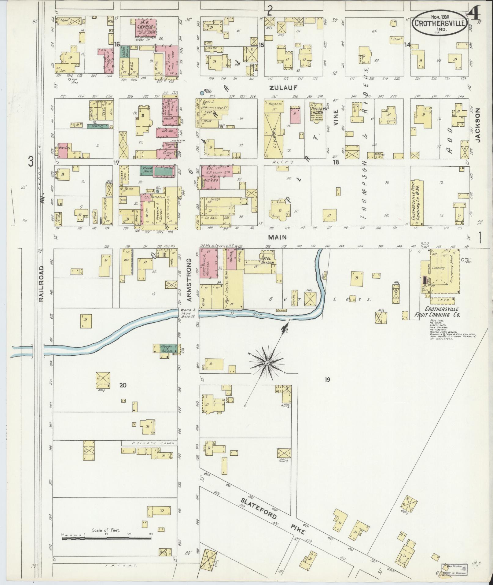 Sanborn Fire Insurance Map from Crothersville, Jackson County, Indiana (1906), Sheet #0004 - Complete Map Set gallery image, historic Sanborn map, vintage wall art, Indiana Indiana