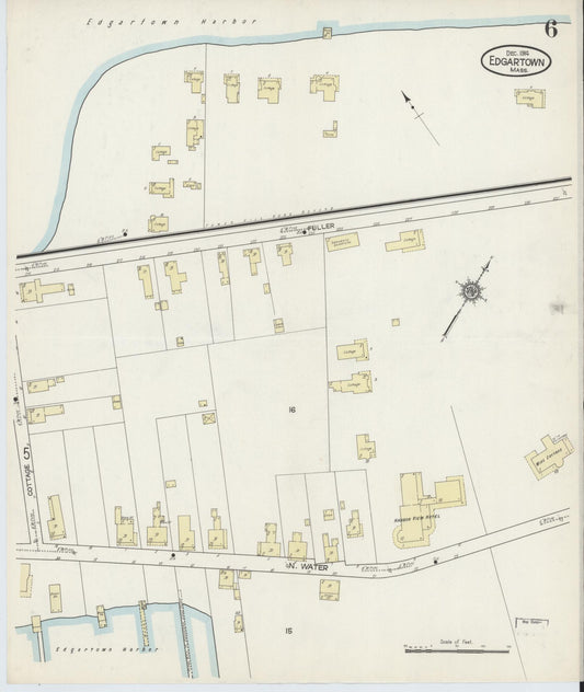 Sanborn Fire Insurance Map from Edgartown, Dukes County, Massachusetts (1914), Sheet #0006 - Historic Sanborn Fire Insurance Map Print, vintage old map wall art, antique decor, genealogy gift, Massachusetts Massachusetts map