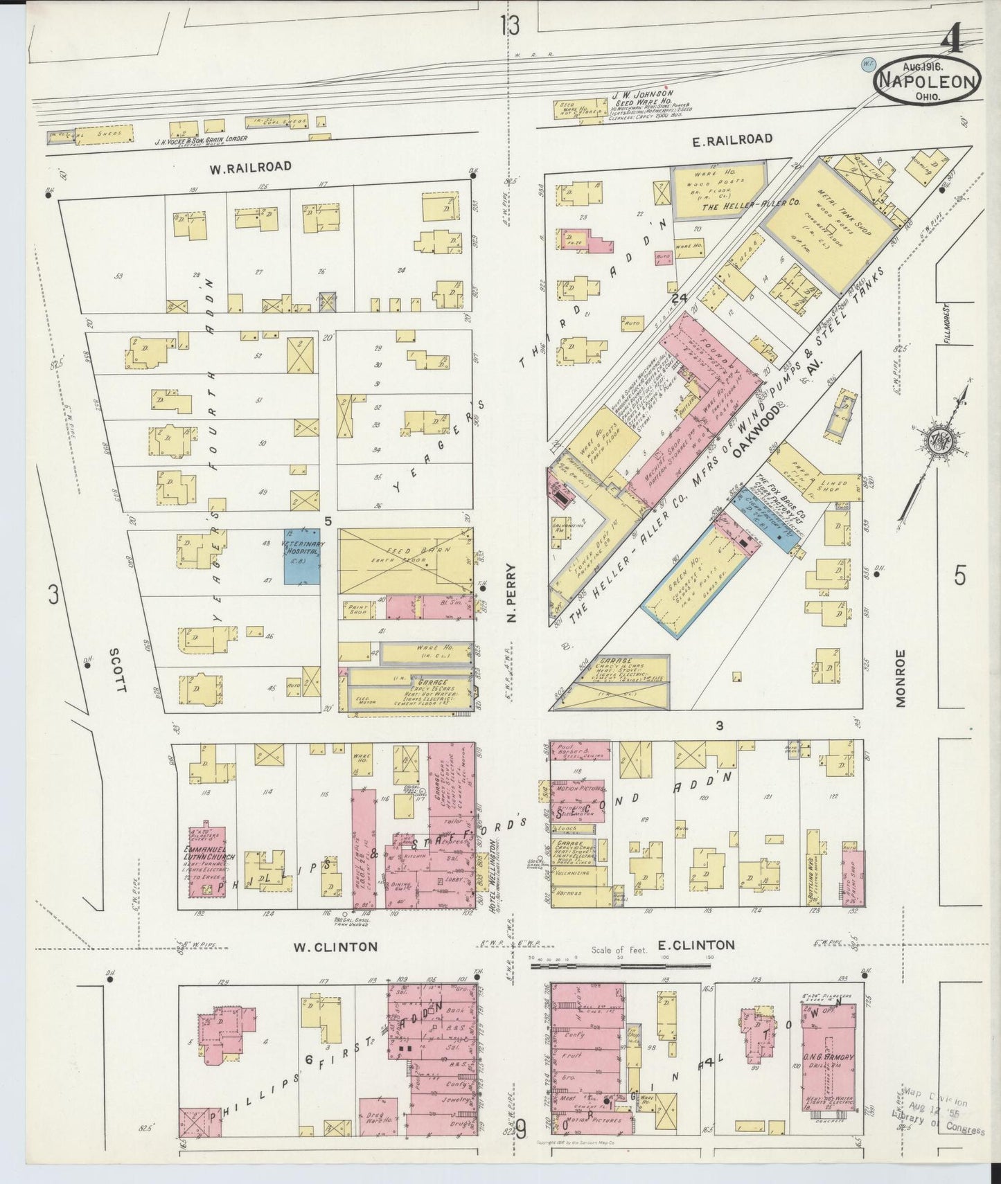 Sanborn Fire Insurance Map from Napoleon, Henry County, Ohio (1916), Sheet #0004 - Complete Map Set gallery image, historic Sanborn map, vintage wall art, Ohio Ohio