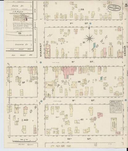 Sanborn Fire Insurance Map from Holland, Ottawa County, Michigan (1883), Sheet #0005 - Historic Sanborn Fire Insurance Map Print, vintage old map wall art, antique decor, genealogy gift, Michigan Michigan map