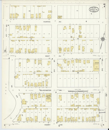 Sanborn Fire Insurance Map from Davis, Tucker County, West Virginia (1915), Sheet #0007 - Complete Map Set gallery image, historic Sanborn map, vintage wall art, West Virginia West Virginia