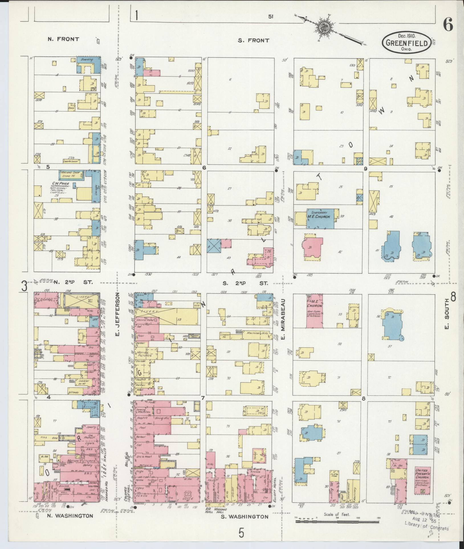 Sanborn Fire Insurance Map from Greenfield, Highland County, Ohio (1910), Sheet #0006 - Complete Map Set gallery image, historic Sanborn map, vintage wall art, Ohio Ohio