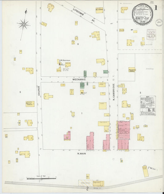 Sanborn Fire Insurance Map from Ninety Six, Greenwood County, South Carolina (1901), Sheet #0001 - Historic Sanborn Fire Insurance Map Print, vintage old map wall art, antique decor, genealogy gift, South Carolina South Carolina map