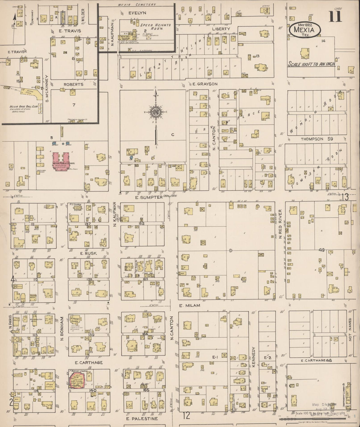 Sanborn Fire Insurance Map from Mexia, Limestone County, Texas (1922), Sheet #0011 - Complete Map Set gallery image, historic Sanborn map, vintage wall art, Texas Texas