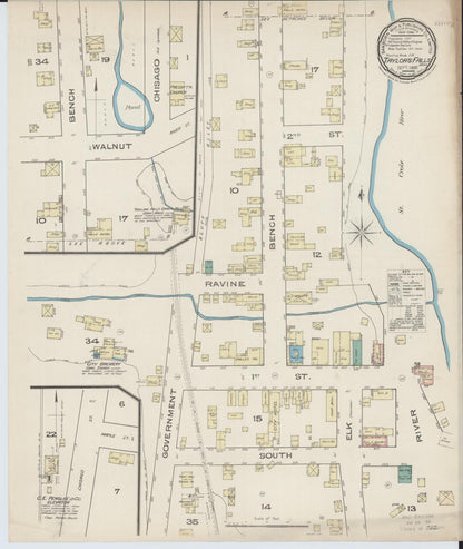 Sanborn Fire Insurance Map from Taylors Falls, Chisago County, Minnesota (1885), Sheet #0001 - Historic Sanborn Fire Insurance Map Print, vintage old map wall art, antique decor, genealogy gift, Minnesota Minnesota map