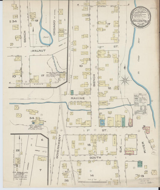 Sanborn Fire Insurance Map from Taylors Falls, Chisago County, Minnesota (1885), Sheet #0001 - Historic Sanborn Fire Insurance Map Print, vintage old map wall art, antique decor, genealogy gift, Minnesota Minnesota map