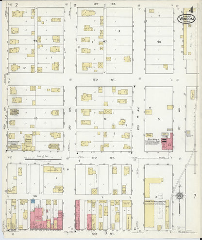 Sanborn Fire Insurance Map from Windom, Cottonwood County, Minnesota (1917), Sheet #0004 - Historic Sanborn Fire Insurance Map Print, vintage old map wall art, antique decor, genealogy gift, Minnesota Minnesota map