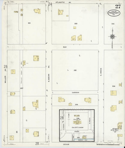 Sanborn Fire Insurance Map from Freeport, Nassau County, New York (1910), Sheet #0027 - Complete Map Set gallery image, historic Sanborn map, vintage wall art, New York New York
