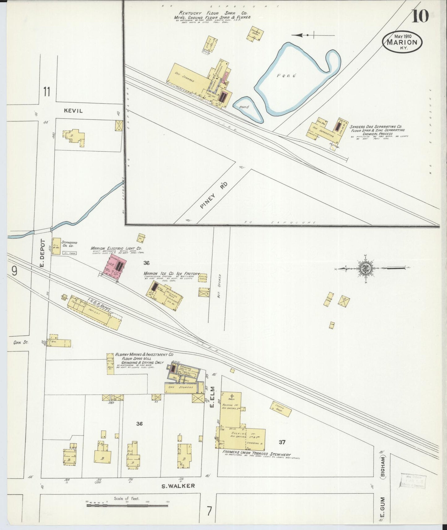 Sanborn Fire Insurance Map from Marion, Crittenden County, Kentucky (1910), Sheet #0010 - Complete Map Set gallery image, historic Sanborn map, vintage wall art, Kentucky Kentucky