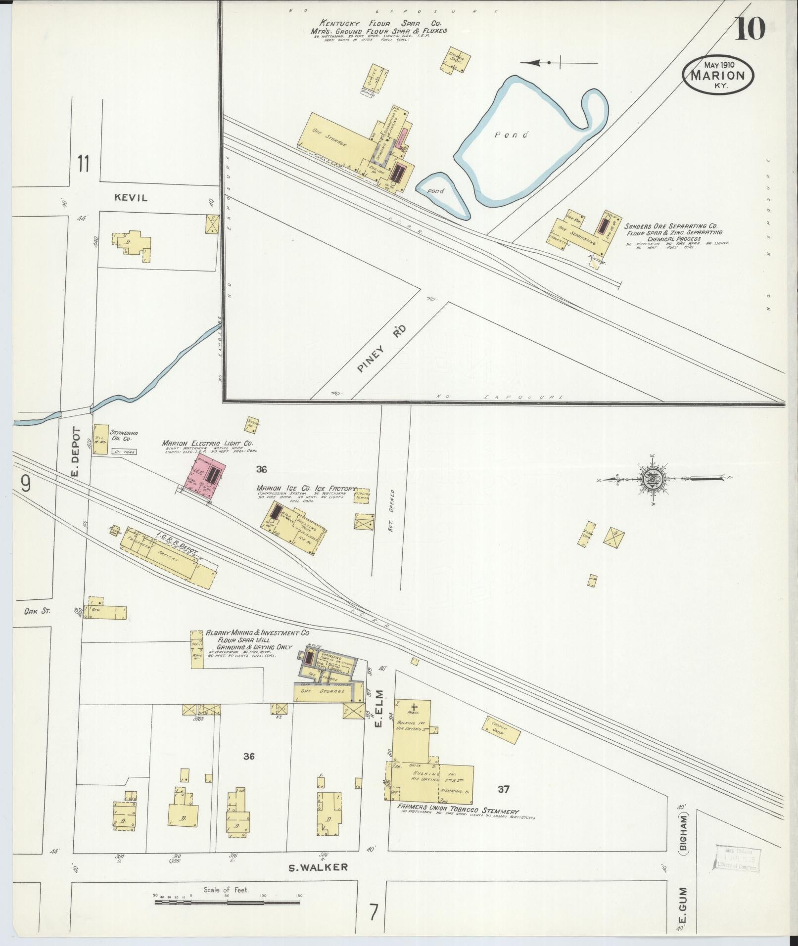 Sanborn Fire Insurance Map from Marion, Crittenden County, Kentucky (1910), Sheet #0010 - Complete Map Set gallery image, historic Sanborn map, vintage wall art, Kentucky Kentucky