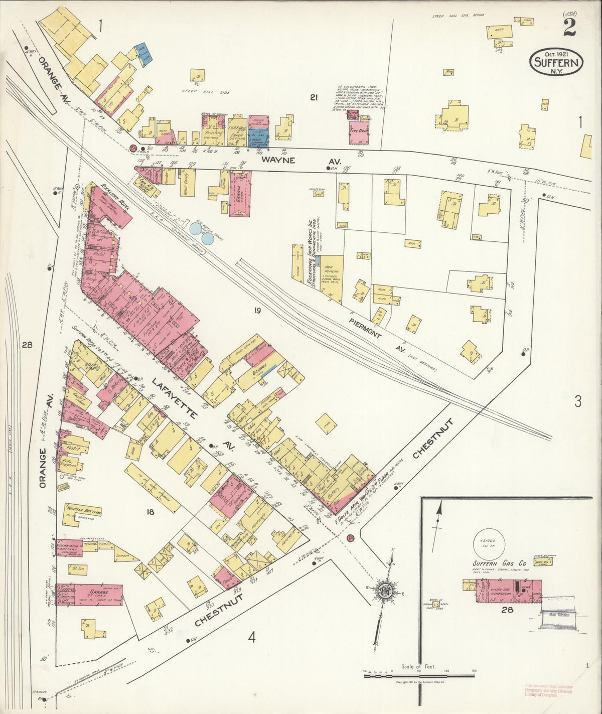 Sanborn Fire Insurance Map from Suffern, Rockland County, New York (1921), Sheet #0002 - Complete Map Set gallery image, historic Sanborn map, vintage wall art, New York New York