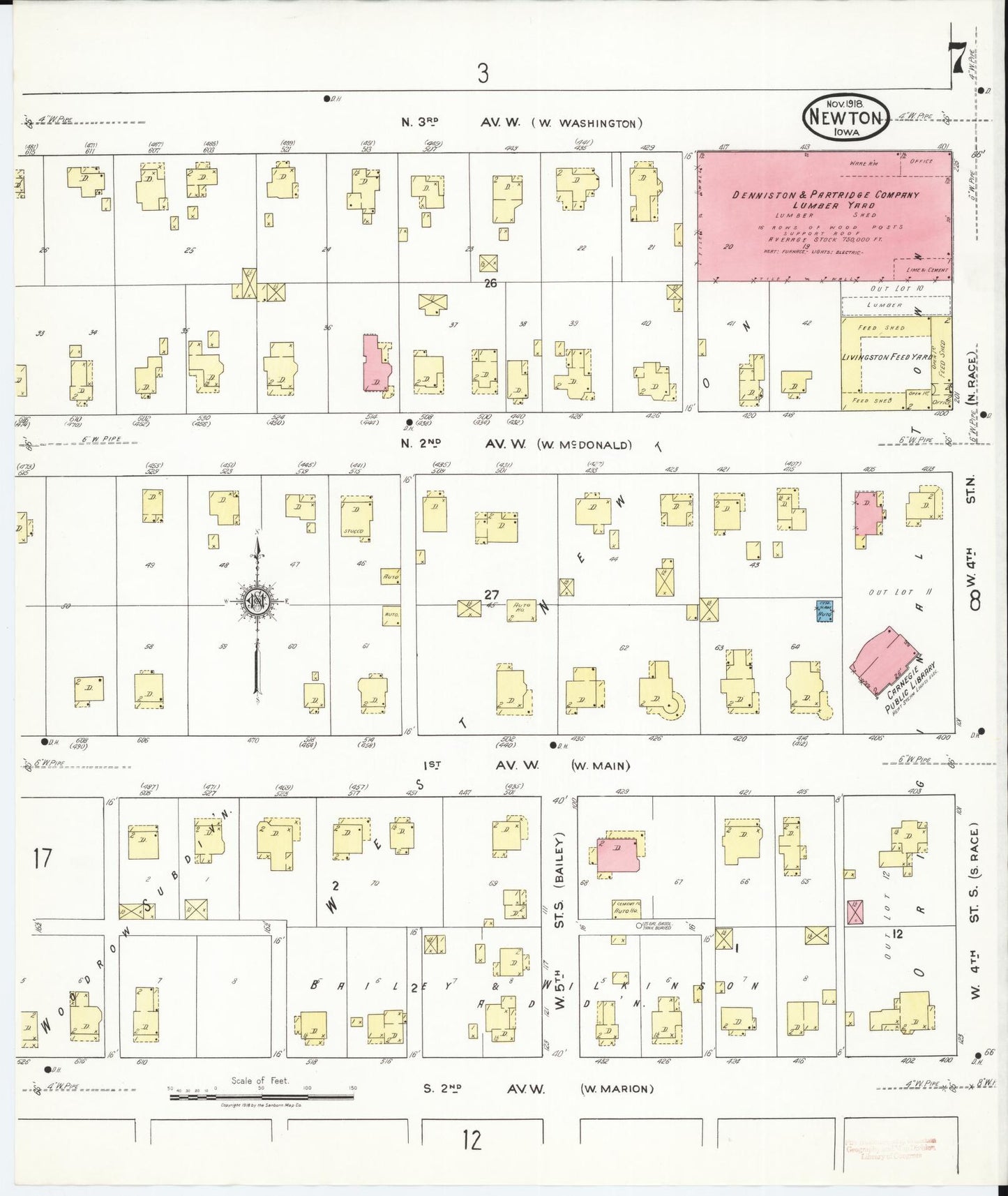 Sanborn Fire Insurance Map from Newton, Jasper County, Iowa (1918), Sheet #0007 - Historic Sanborn Fire Insurance Map Print