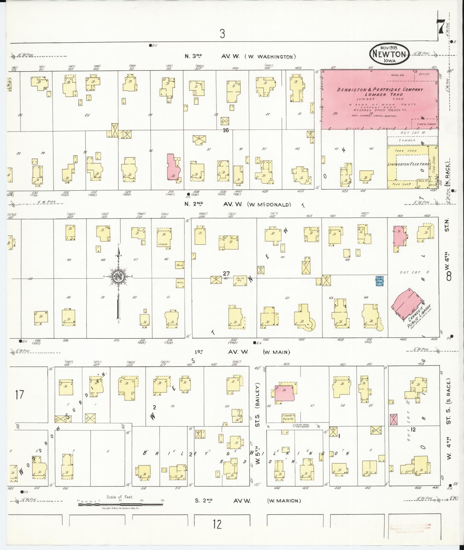 Sanborn Fire Insurance Map from Newton, Jasper County, Iowa (1918), Sheet #0007 - Historic Sanborn Fire Insurance Map Print