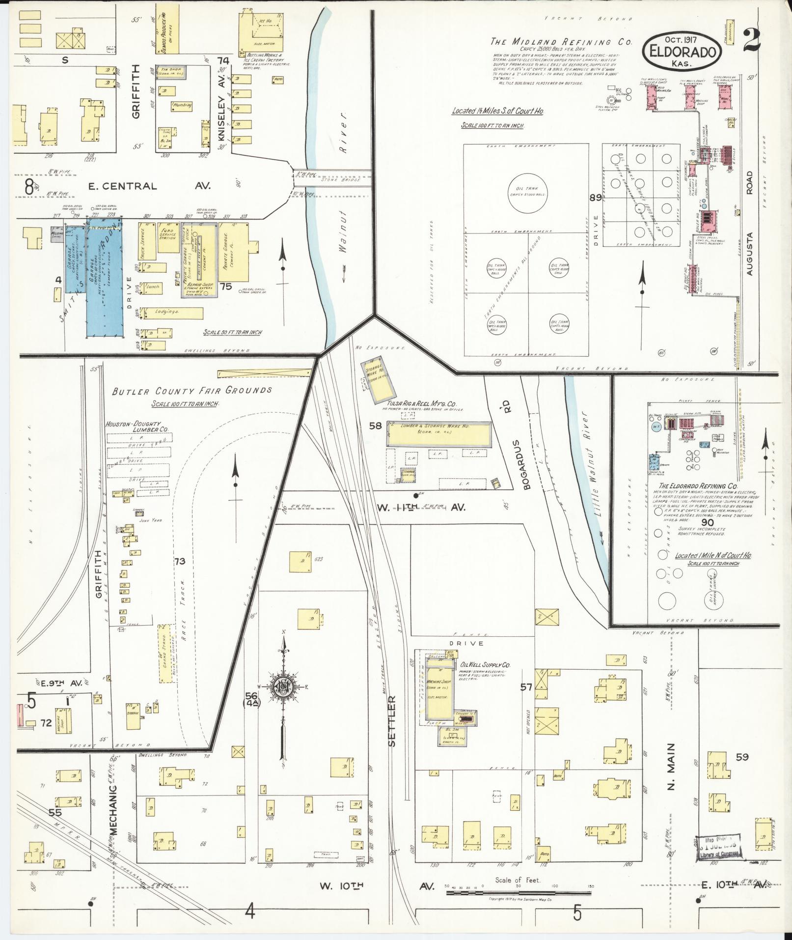 Sanborn Fire Insurance Map from El Dorado, Butler County, Kansas (1917), Sheet #0002 - Complete Map Set gallery image, historic Sanborn map, vintage wall art, Kansas Kansas