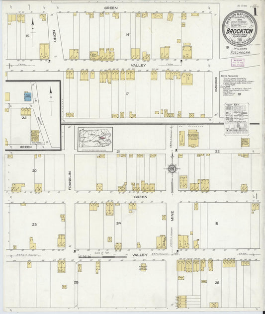 Sanborn Fire Insurance Map from Brockton, Schuylkill County, Pennsylvania (1916), Sheet #0001 - Historic Sanborn Fire Insurance Map Print, vintage old map wall art, antique decor, genealogy gift, Pennsylvania Pennsylvania map