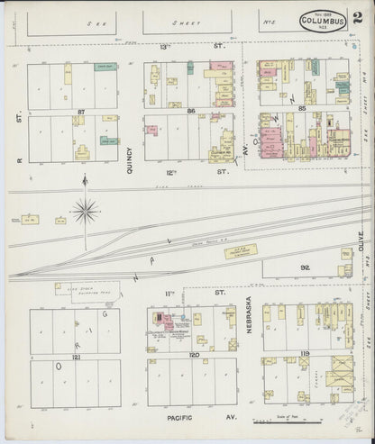 Sanborn Fire Insurance Map from Columbus, Platte County, Nebraska (1889), Sheet #0002 - Complete Map Set gallery image, historic Sanborn map, vintage wall art, Nebraska Nebraska