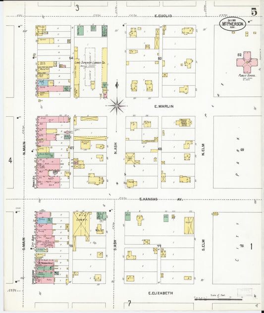 Sanborn Fire Insurance Map from Mcpherson, Mcpherson County, Kansas (1901), Sheet #0005 - Historic Sanborn Fire Insurance Map Print, vintage old map wall art, antique decor, genealogy gift, Kansas Kansas map