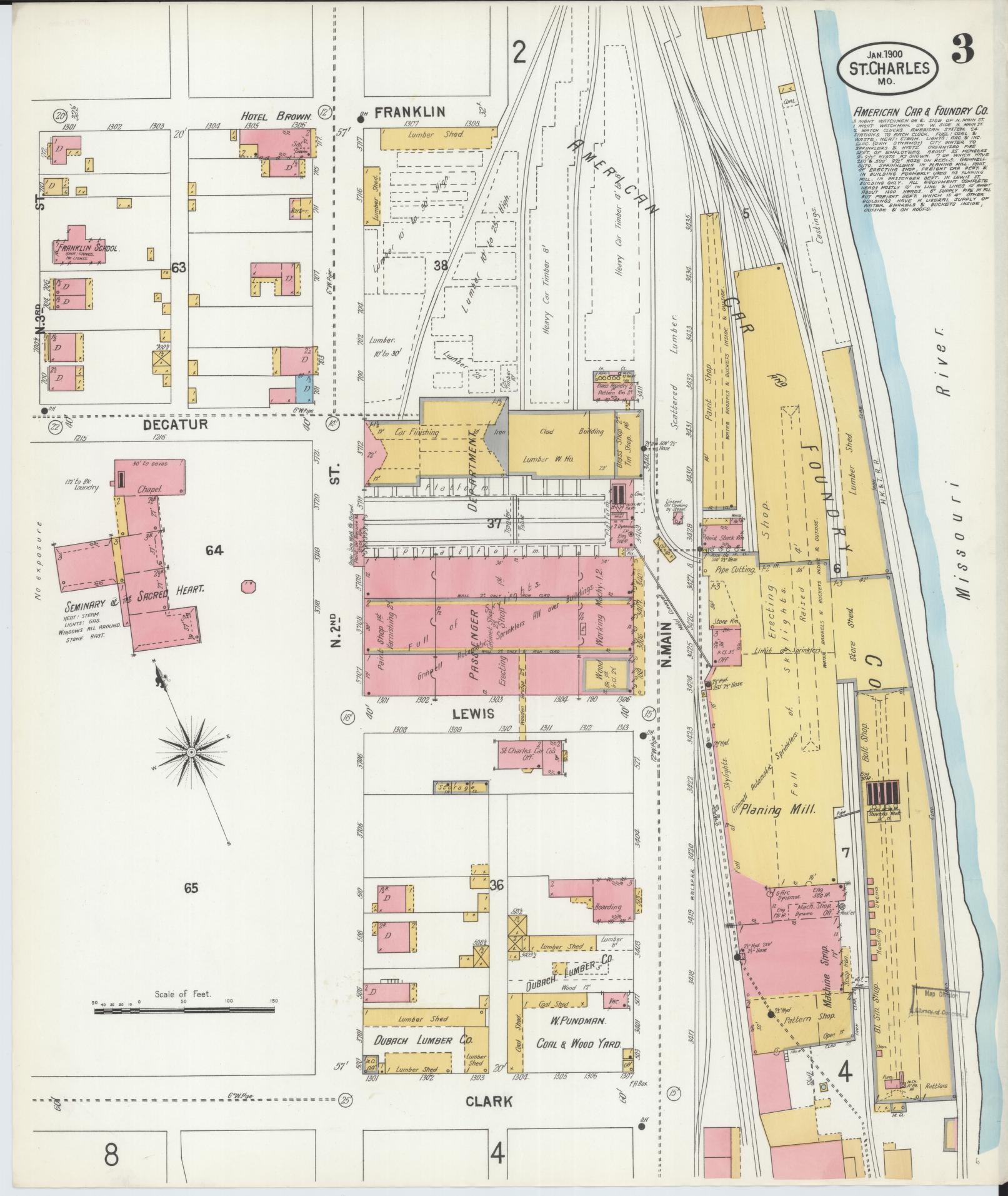 Sanborn Fire Insurance Map from Saint Charles, Saint Charles County, Missouri (1900), Sheet #0003 - Complete Map Set gallery image, historic Sanborn map, vintage wall art, Missouri Missouri
