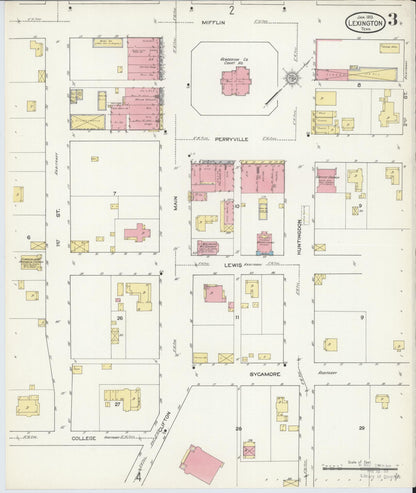 Sanborn Fire Insurance Map from Lexington, Henderson County, Tennessee (1913), Sheet #0003 - Complete Map Set gallery image, historic Sanborn map, vintage wall art, Tennessee Tennessee