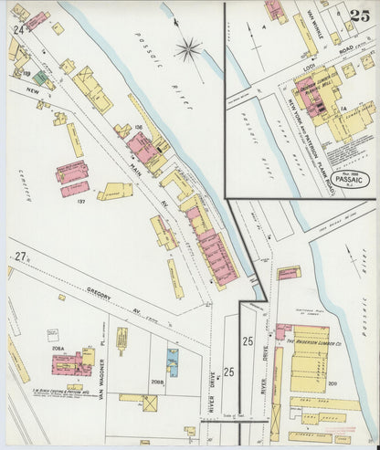 Sanborn Fire Insurance Map from Passaic, Passaic County, New Jersey (1899), Sheet #0025 - Complete Map Set gallery image, historic Sanborn map, vintage wall art, New Jersey New Jersey
