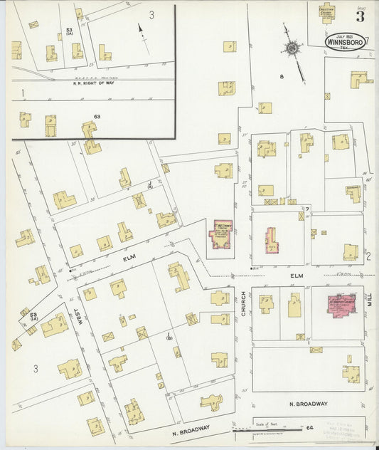 Sanborn Fire Insurance Map from Winnsboro, Wood County, Texas (1921), Sheet #0003 - Historic Sanborn Fire Insurance Map Print, vintage old map wall art, antique decor, genealogy gift, Texas Texas map