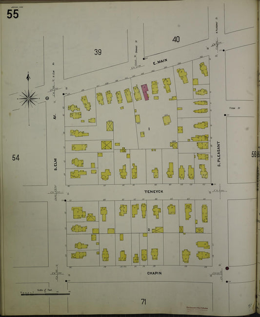 Sanborn Fire Insurance Map from Jackson, Jackson County, Michigan (1907), Sheet #0055 - Historic Sanborn Fire Insurance Map Print, vintage old map wall art, antique decor, genealogy gift, Michigan Michigan map