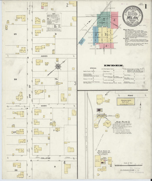 Sanborn Fire Insurance Map from Milan, Gibson County, Tennessee (1910), Sheet #0001 - Historic Sanborn Fire Insurance Map Print, vintage old map wall art, antique decor, genealogy gift, Tennessee Tennessee map