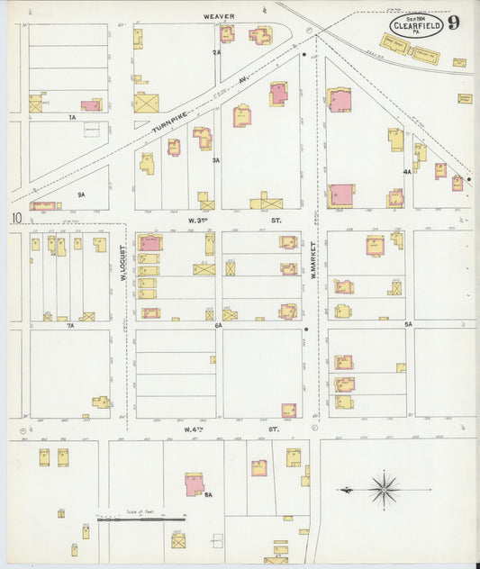 Sanborn Fire Insurance Map from Clearfield, Clearfield County, Pennsylvania (1904), Sheet #0009 - Historic Sanborn Fire Insurance Map Print, vintage old map wall art, antique decor, genealogy gift, Pennsylvania Pennsylvania map