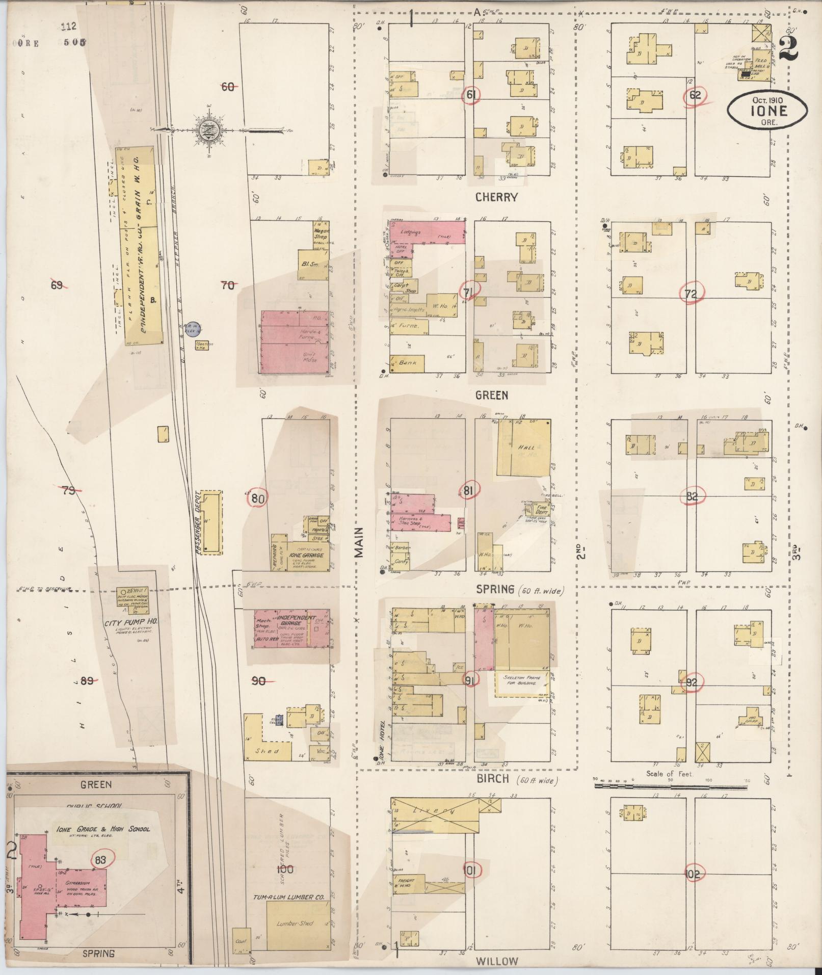 Sanborn Fire Insurance Map from Ione, Morrow County, Oregon (1932), Sheet #0002 - Complete Map Set gallery image, historic Sanborn map, vintage wall art, Oregon Oregon