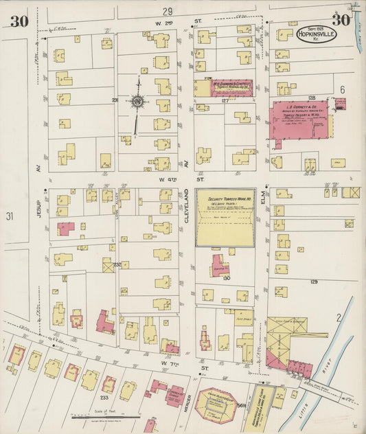 Sanborn Fire Insurance Map from Hopkinsville, Christian County, Kentucky (1923), Sheet #0030 - Historic Sanborn Fire Insurance Map Print, vintage old map wall art, antique decor, genealogy gift, Kentucky Kentucky map