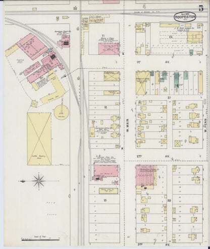 Sanborn Fire Insurance Map from Hoopeston, Vermilion County, Illinois (1895), Sheet #0005 - Complete Map Set gallery image, historic Sanborn map, vintage wall art, Illinois Illinois