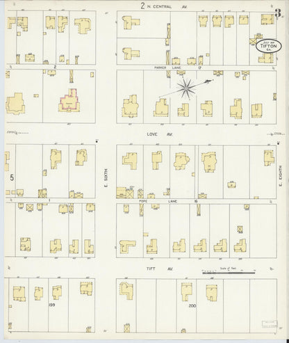 Sanborn Fire Insurance Map from Tifton, Tift County, Georgia (1907), Sheet #0003 - Complete Map Set gallery image, historic Sanborn map, vintage wall art, Georgia Georgia