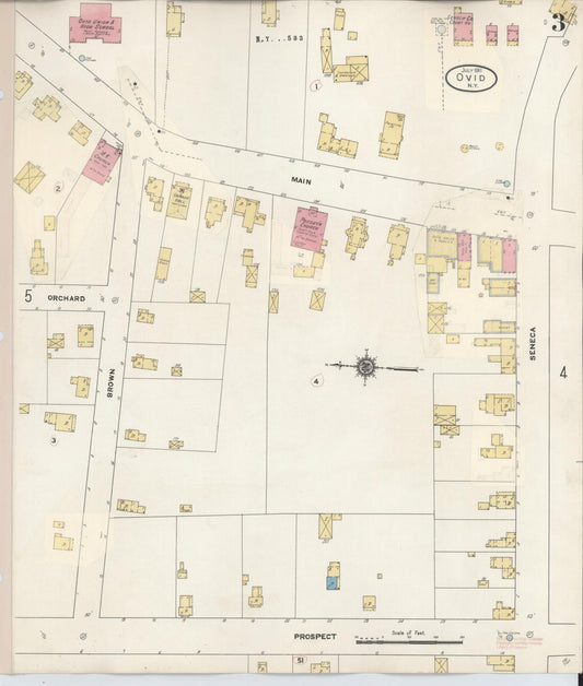 Sanborn Fire Insurance Map from Ovid, Seneca County, New York (1934), Sheet #0003 - Historic Sanborn Fire Insurance Map Print, vintage old map wall art, antique decor, genealogy gift, New York New York map